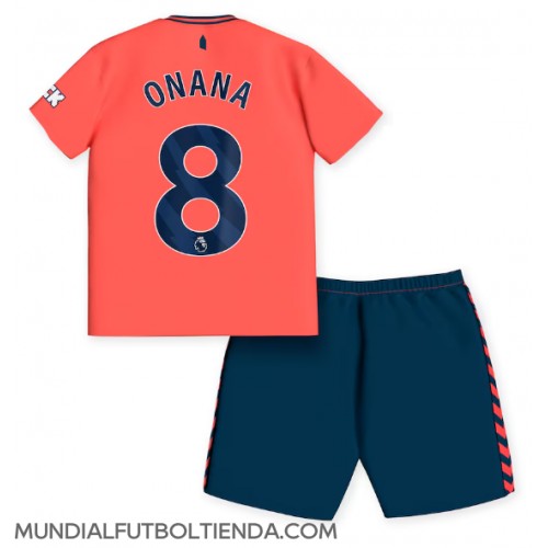 Camiseta Everton Amadou Onana #8 Segunda Equipación Replica 2023-24 para niños mangas cortas (+ Pantalones cortos)